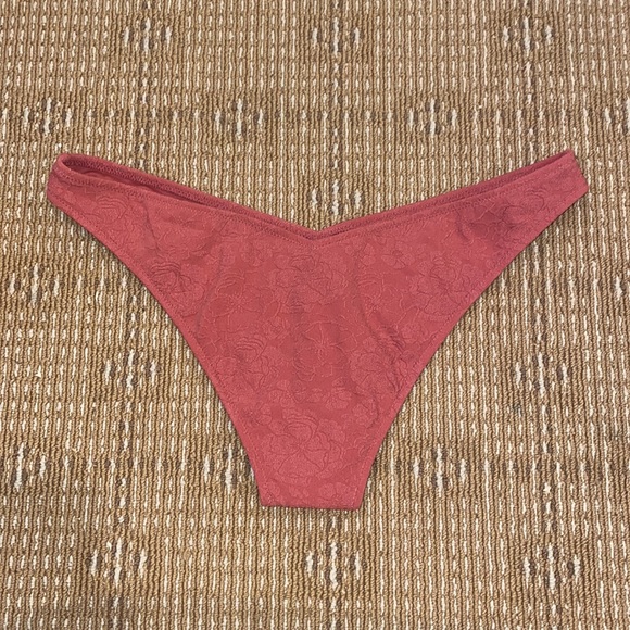 Tori Praver Spencer High Leg Cheeky Bikini Bottoms Blush Textured Floral XS NWOT - Picture 3 of 4